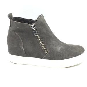 Women's Gray Steve Madden Wedge Zip-Up Sneaker Boot size 8.5